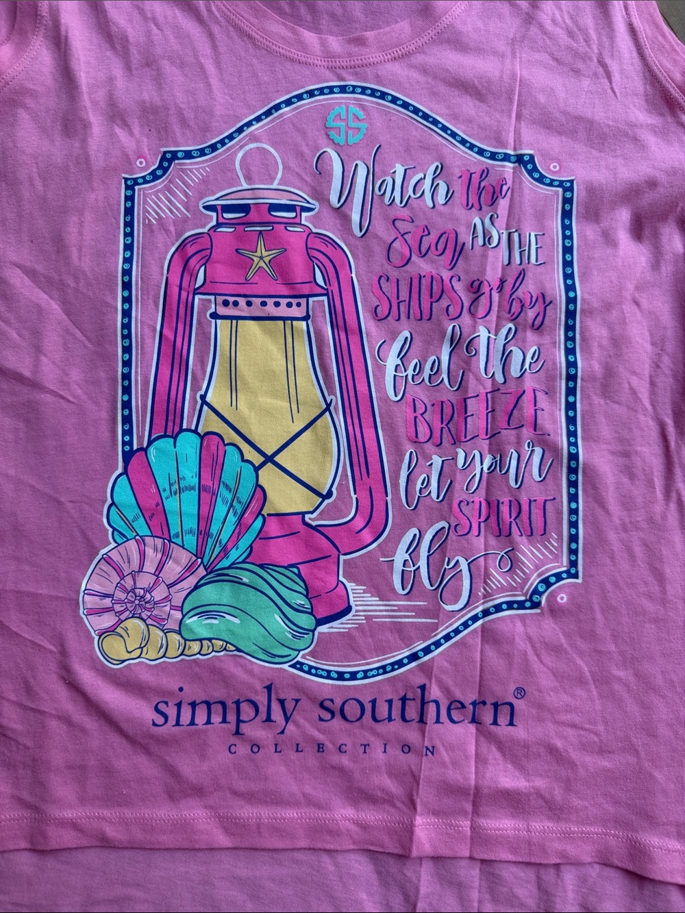 NWT Simply Southern Size Small Pink Flamingo Graphic Peint Sleeveless Tank Top - Picture 2 of 6